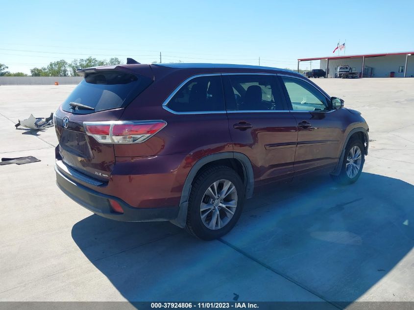 2015 Toyota Highlander Xle VIN: 5TDJKRFH4FS205245 Lot: 37924806