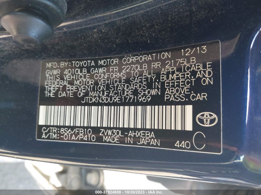 JTDKN3DU9E1771969 2014 Toyota Prius Two