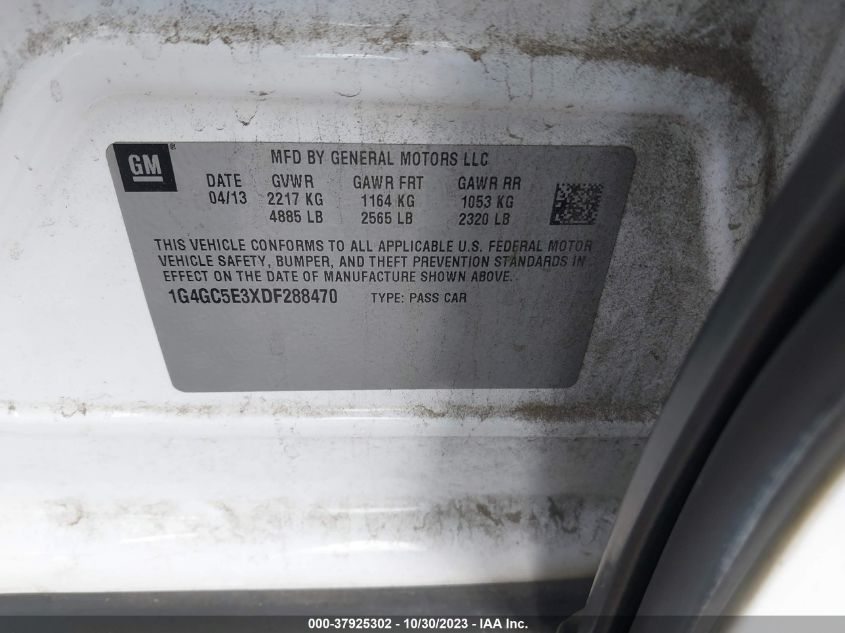 2013 Buick Lacrosse Leather VIN: 1G4GC5E3XDF288470 Lot: 37925302