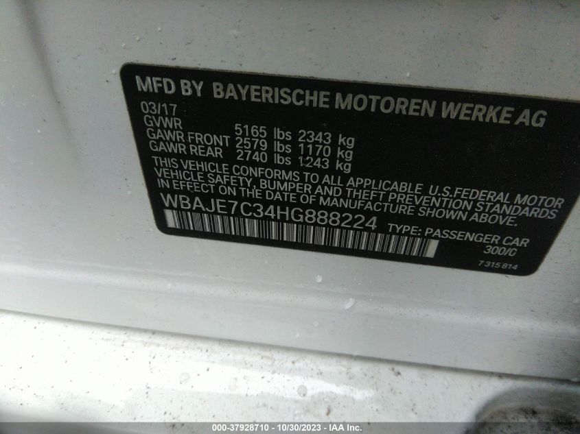 WBAJE7C34HG888224 2017 BMW 540I xDrive