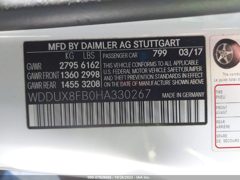 WDDUX8FB0HA330267 2017 Mercedes-Benz Maybach S 550 4Matic