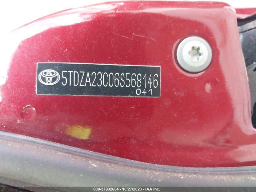 2006 Toyota Sienna Ce/Le VIN: 5TDZA23C06S568146 Lot: 37932664