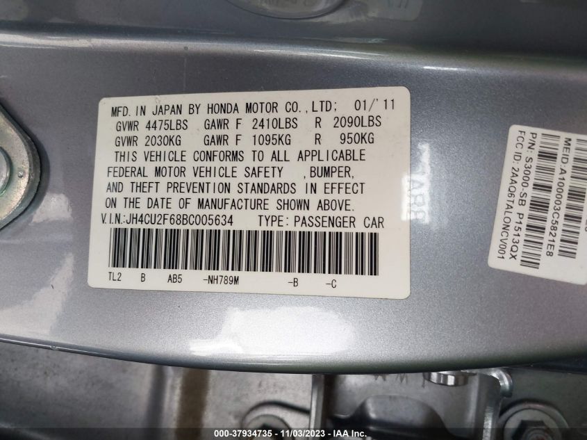 JH4CU2F68BC005634 2011 Acura Tsx 2.4