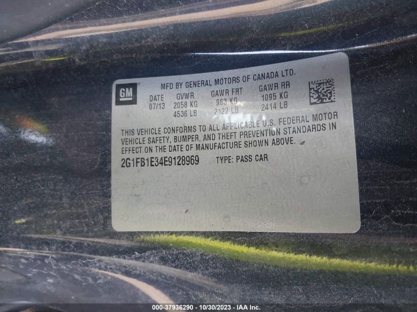 2014 Chevrolet Camaro Lt VIN: 2G1FB1E34E9128969 Lot: 37936290