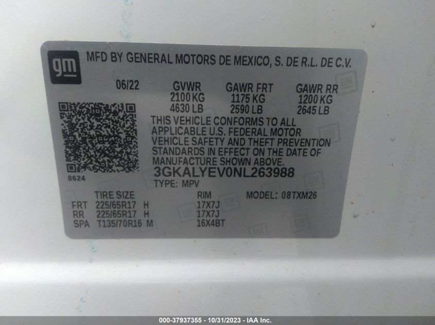 2022 GMC Terrain Awd At4 VIN: 3GKALYEV0NL263988 Lot: 37937355