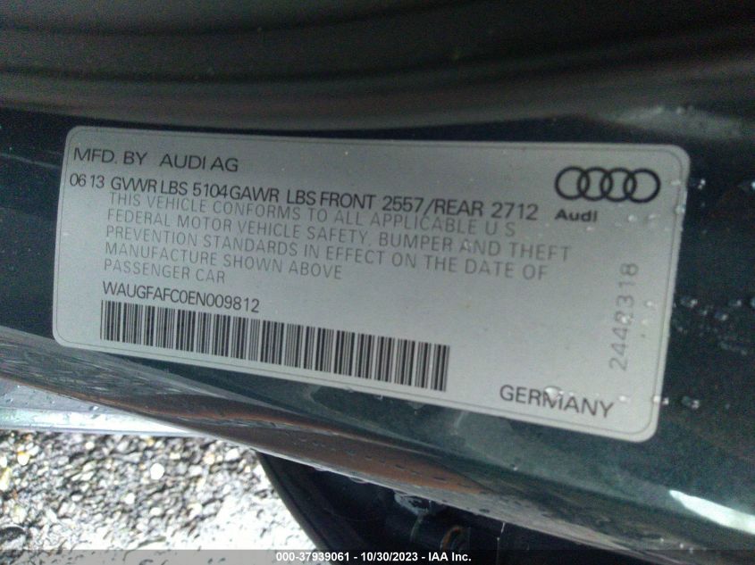 2014 Audi A6 2.0T Premium Plus VIN: WAUGFAFC0EN009812 Lot: 37939061