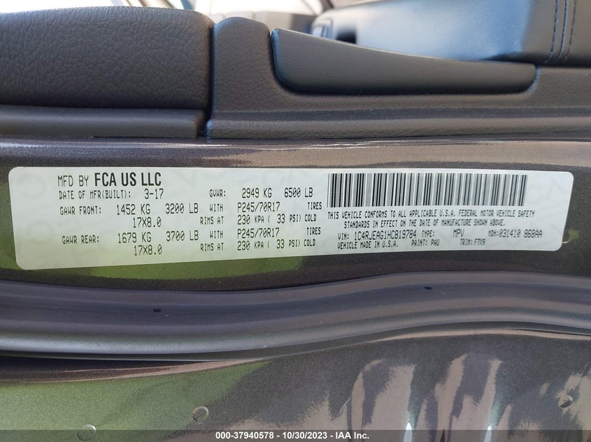 2017 Jeep Grand Cherokee Laredo VIN: 1C4RJEAG1HC819784 Lot: 37940578