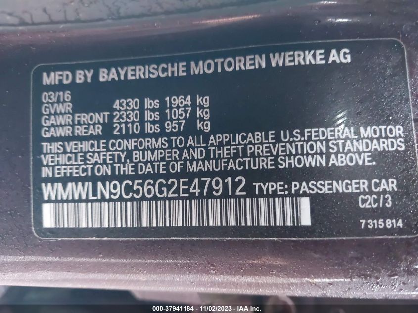 2016 Mini Cooper Clubman S VIN: WMWLN9C56G2E47912 Lot: 37941184