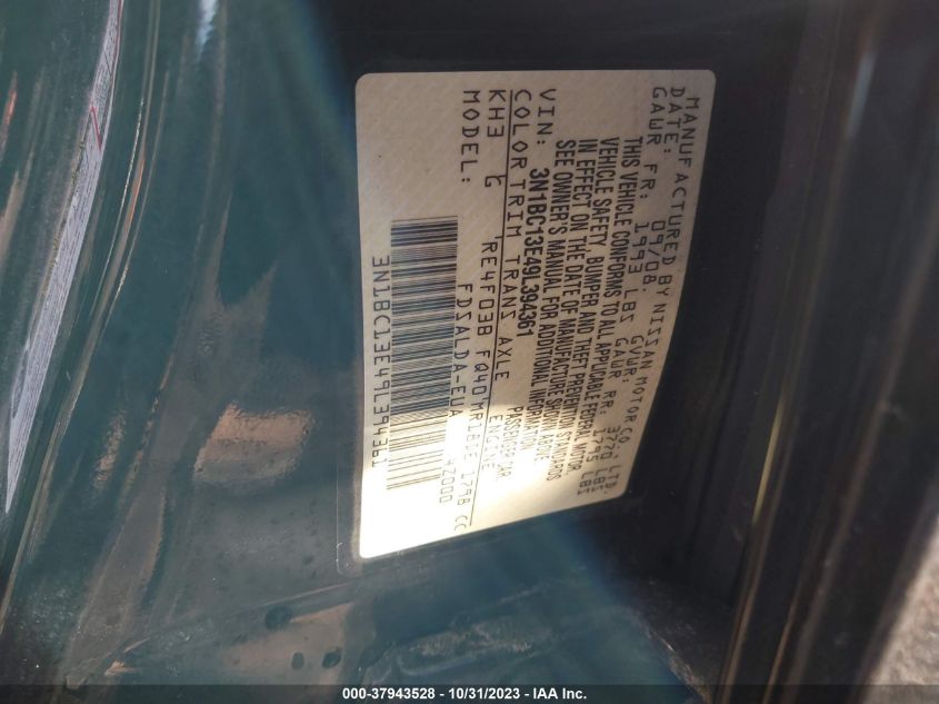 2009 Nissan Versa 1.8S VIN: 3N1BC13E49L394361 Lot: 37943528