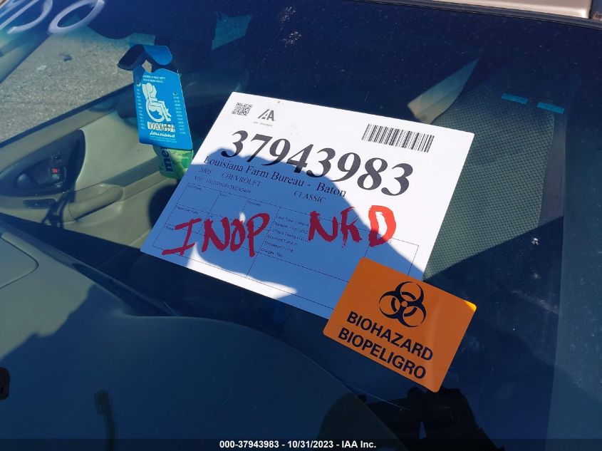 2005 Chevrolet Classic VIN: 1G1ND52F65M243409 Lot: 37943983