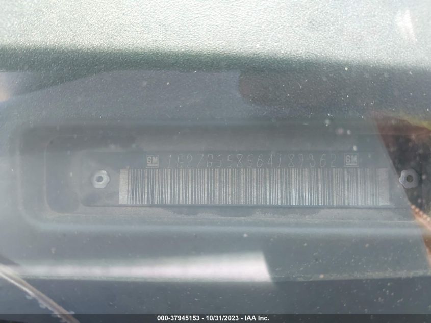 2006 Pontiac G6 6-Cyl VIN: 1G2ZG558564189362 Lot: 37945153