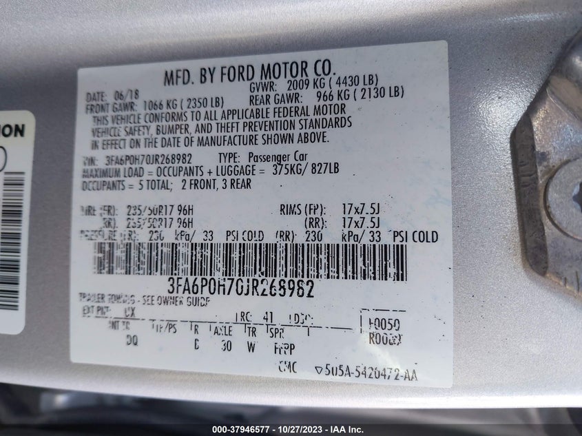 3FA6P0H70JR268982 2018 Ford Fusion Se