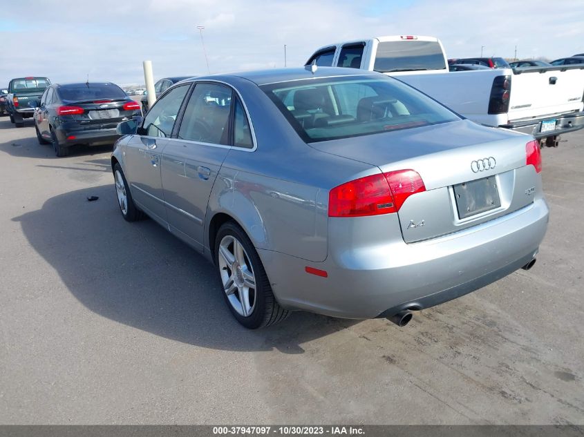 2007 Audi A4 2.0T VIN: WAUDF78E27A206074 Lot: 37947097