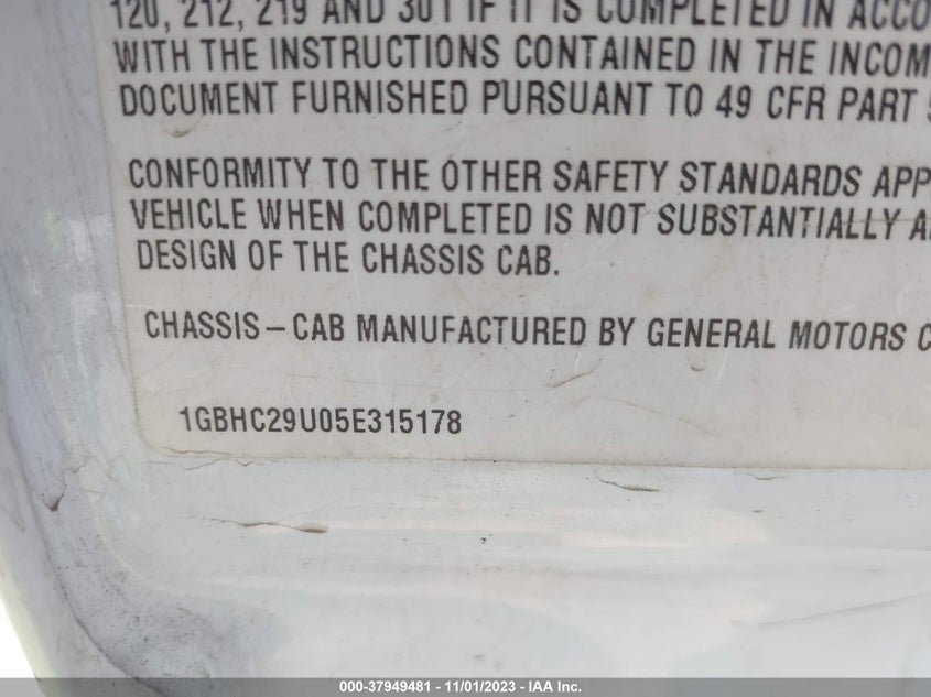 2005 Chevrolet Silverado 2500Hd Work Truck VIN: 1GBHC29U05E315178 Lot: 37949481