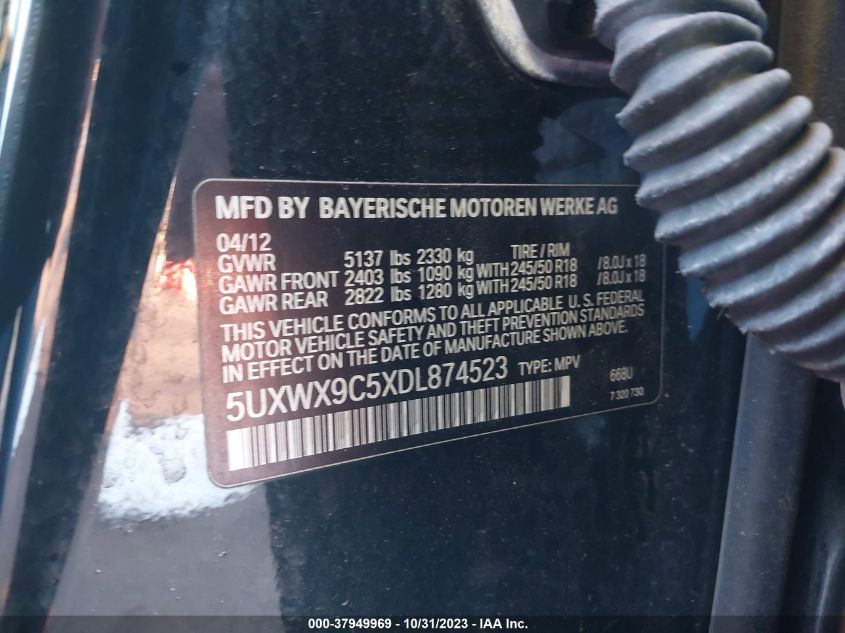 5UXWX9C5XDL874523 2013 BMW X3 xDrive28I