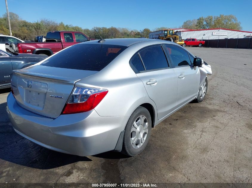 2012 Honda Civic Hybrid VIN: JHMFB4F22CS010265 Lot: 37950007