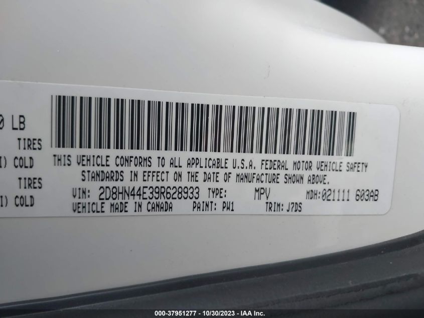 2009 Dodge Grand Caravan Se VIN: 2D8HN44E39R628933 Lot: 37951277