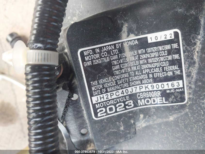 JH2PC40J7PK900163 2023 Honda Cbr600 Ra