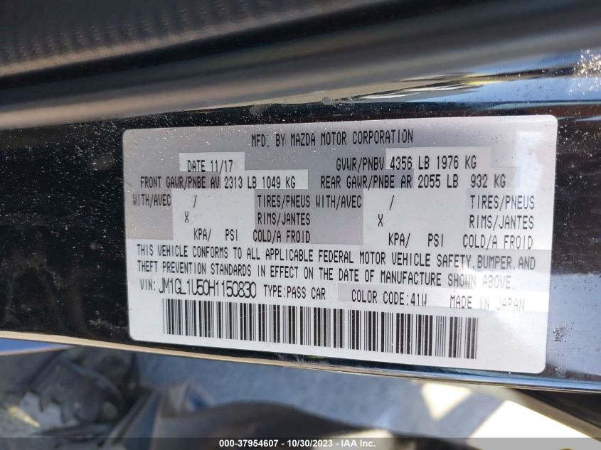 2017 Mazda Mazda6 Sport VIN: JM1GL1U50H1150830 Lot: 37954607