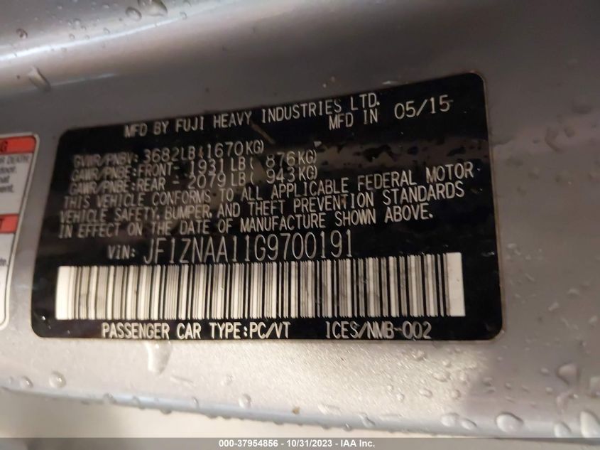 2016 Scion Fr-S VIN: JF1ZNAA11G9700191 Lot: 37954856