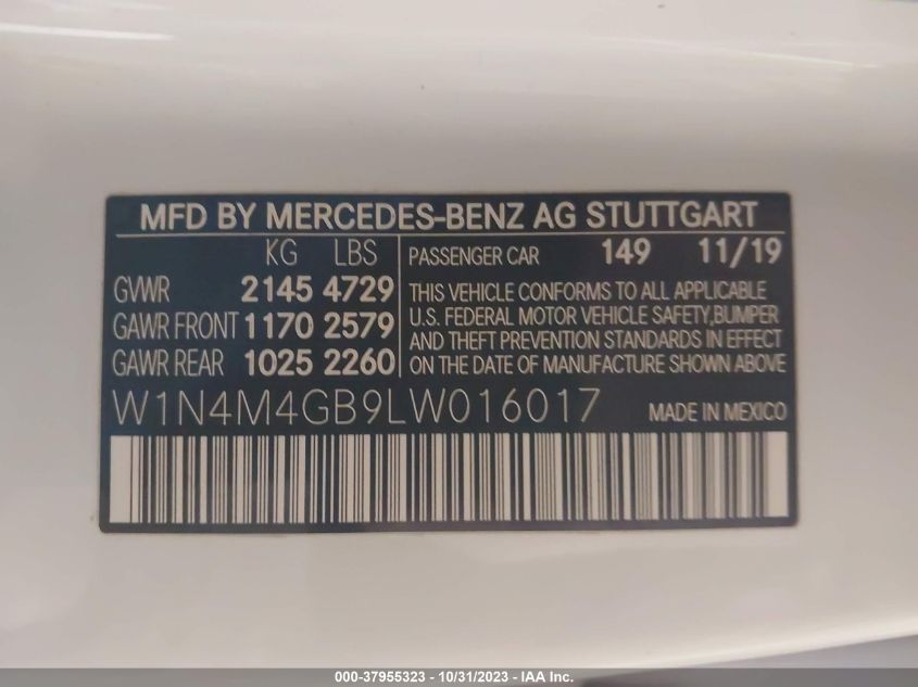 2020 Mercedes-Benz Glb 250 VIN: 1C4RJFBG6MC839074 Lot: 37955323