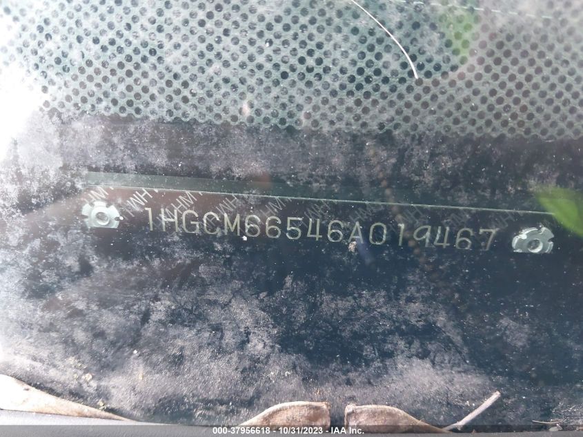 2006 Honda Accord Sdn Ex-L V6 VIN: 1HGCM66546A019467 Lot: 37956618