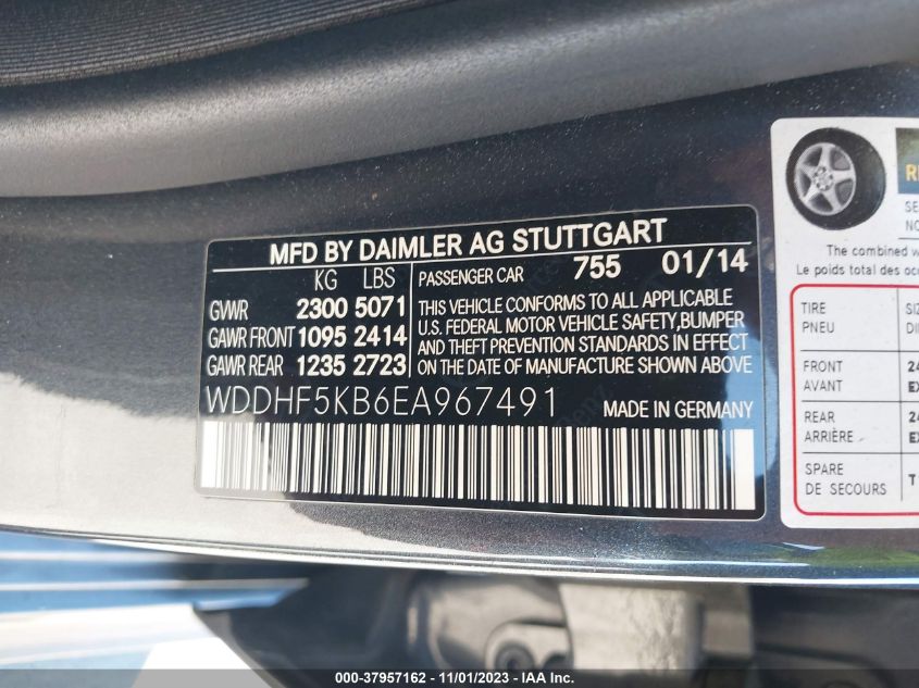 2014 Mercedes-Benz E 350 VIN: WDDHF5KB6EA967491 Lot: 37957162