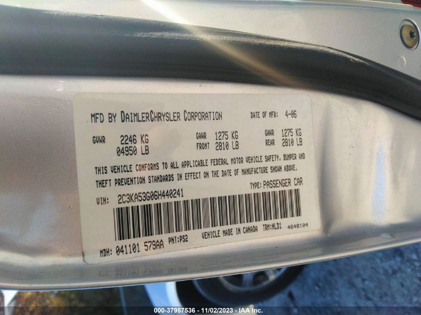 2006 Chrysler 300 Touring VIN: 2C3KA53G06H440241 Lot: 37957536