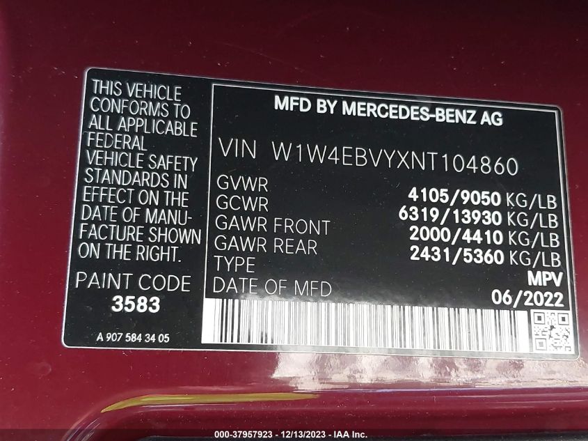 2022 Mercedes-Benz Sprinter 2500 Standard Roof V6 VIN: 1N6AD07U96C428302 Lot: 37957923