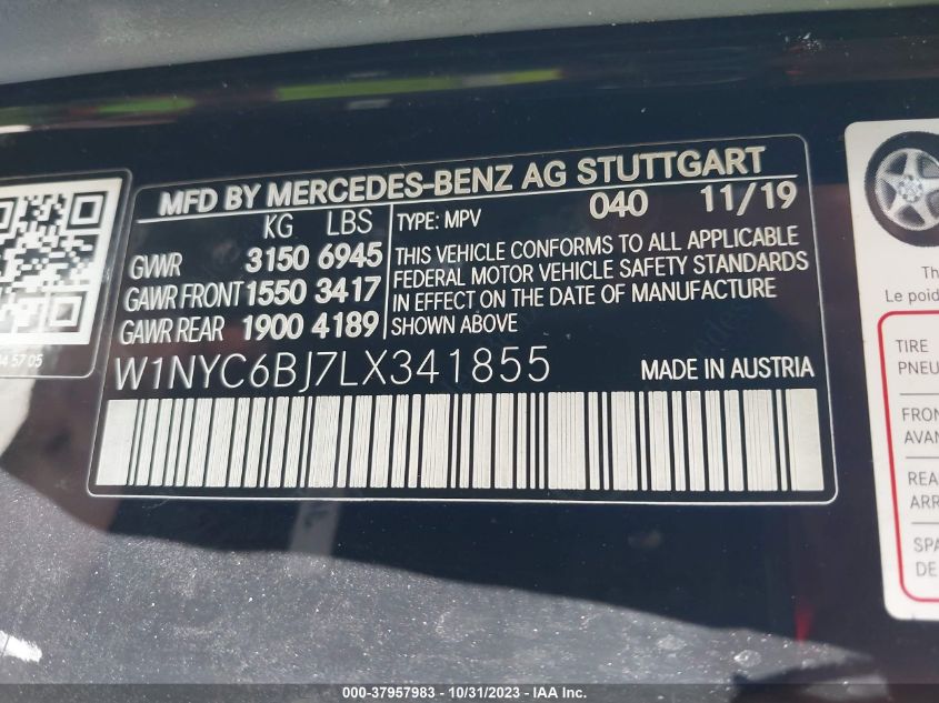 VIN W1NYC6BJ7LX341855 2020 Mercedes-Benz G-Class, G... no.9