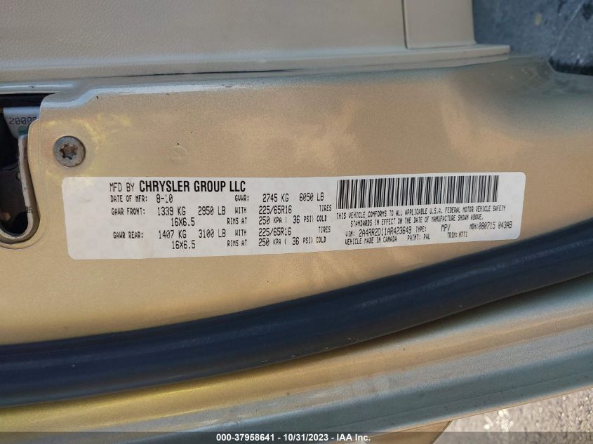 2010 Chrysler Town & Country Lx VIN: 2A4RR2D11AR423649 Lot: 37958641