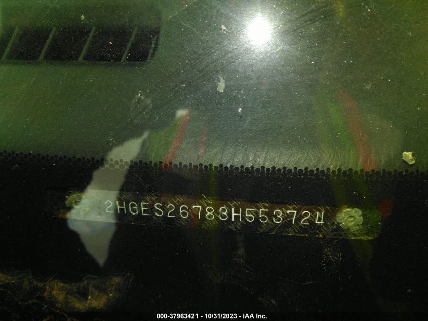 2003 Honda Civic Ex VIN: 2HGES26783H553724 Lot: 37963421