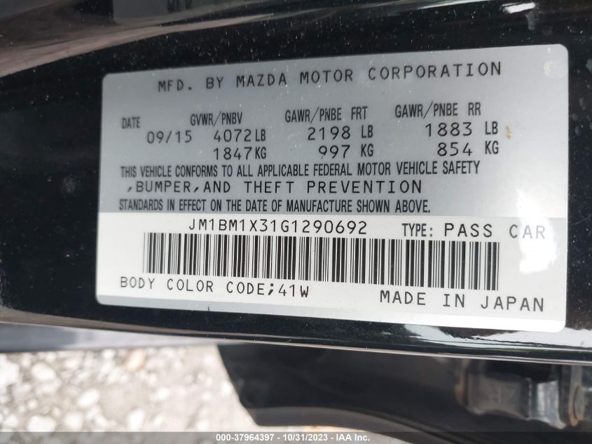 2016 Mazda Mazda3 S Grand Touring VIN: JM1BM1X31G1290692 Lot: 37964397