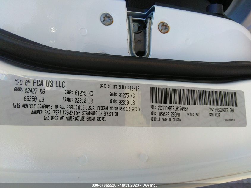 2018 Chrysler 300 300S VIN: 2C3CCABT7JH174957 Lot: 37965526