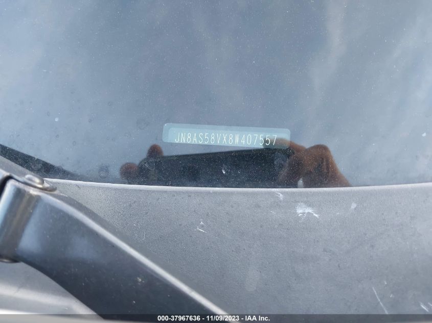 2008 Nissan Rogue S VIN: JN8AS58VX8W407557 Lot: 37967636
