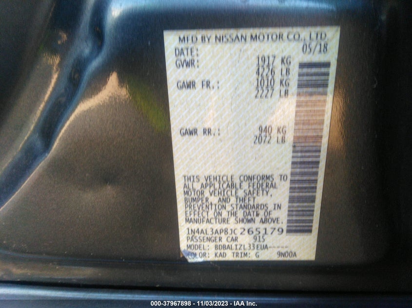 1N4AL3AP8JC265179 2018 Nissan Altima 2.5 Sv