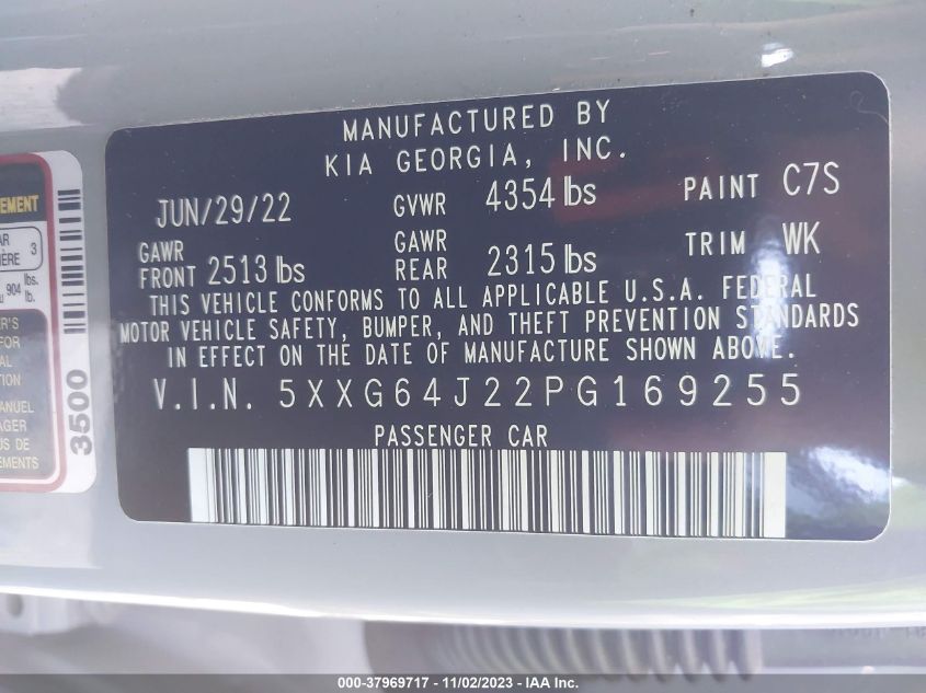 2023 Kia K5 Gt-Line VIN: 5XXG64J22PG169255 Lot: 37969717