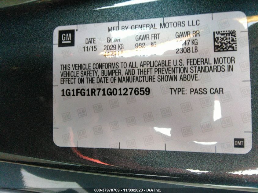2016 Chevrolet Camaro 2Ss VIN: 1G1FG1R71G0127659 Lot: 37970709