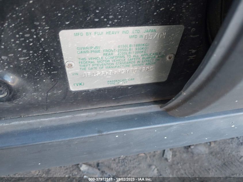 2005 Subaru Forester 2.5X VIN: JF1SG63695H709385 Lot: 37972511