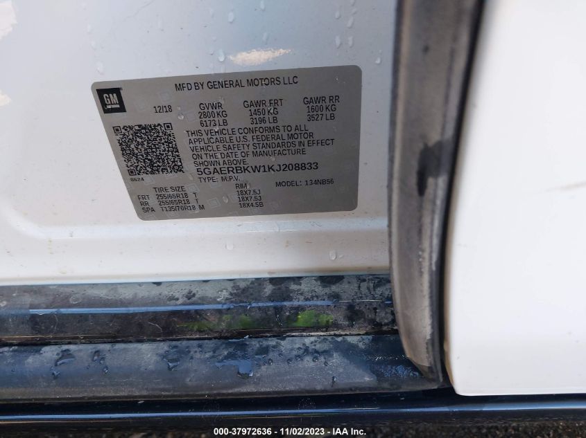 2019 Buick Enclave Fwd Essence VIN: 5GAERBKW1KJ208833 Lot: 37972636