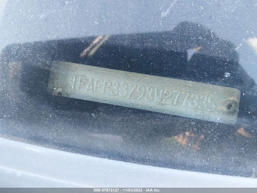 2003 Ford Focus Lx VIN: 1FAFP33Z93W277335 Lot: 37973127