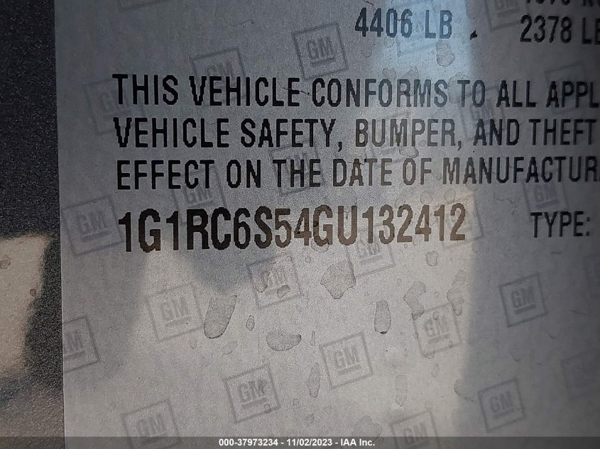 2016 Chevrolet Volt Lt VIN: 1G1RC6S54GU132412 Lot: 37973234