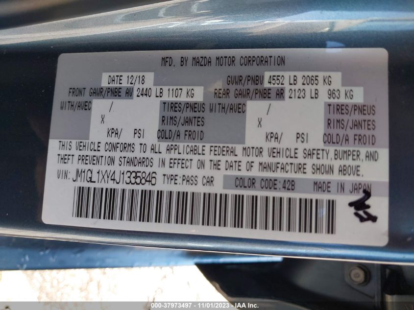 2018 Mazda Mazda6 Signature VIN: JM1GL1XY4J1335846 Lot: 37973497