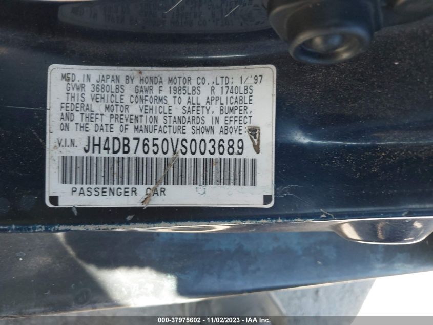 1997 Acura Integra Ls VIN: JH4DB7650VS003689 Lot: 37975602