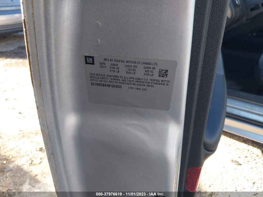 2011 Chevrolet Impala Ls VIN: 2G1WA5EK4B1269620 Lot: 37976619