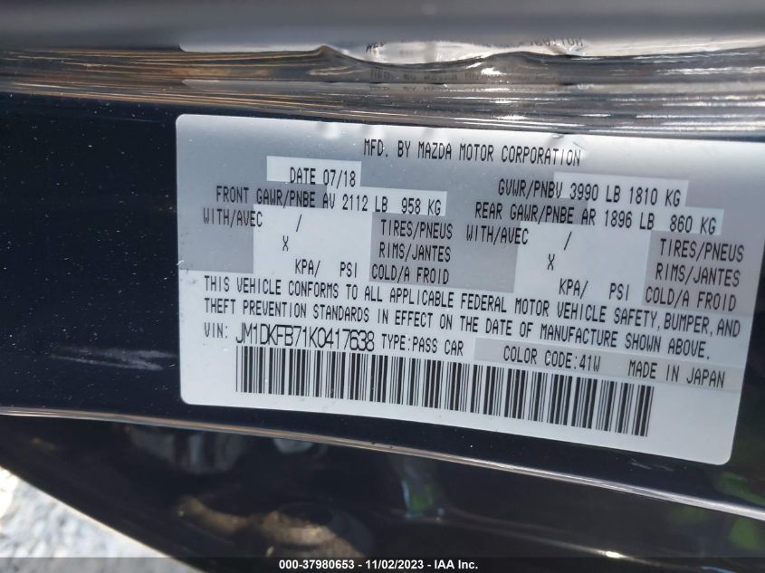 2019 Mazda Cx-3 Sport VIN: JM1DKFB71K0417638 Lot: 37980653