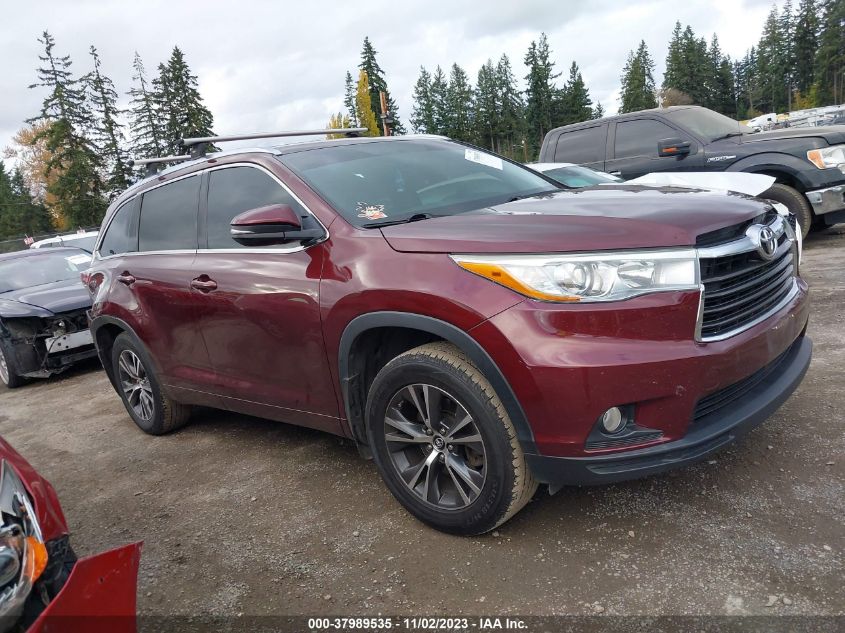 2016 Toyota Highlander Xle VIN: 5TDJKRFH8GS334428 Lot: 37989535