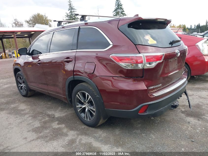 2016 Toyota Highlander Xle VIN: 5TDJKRFH8GS334428 Lot: 37989535