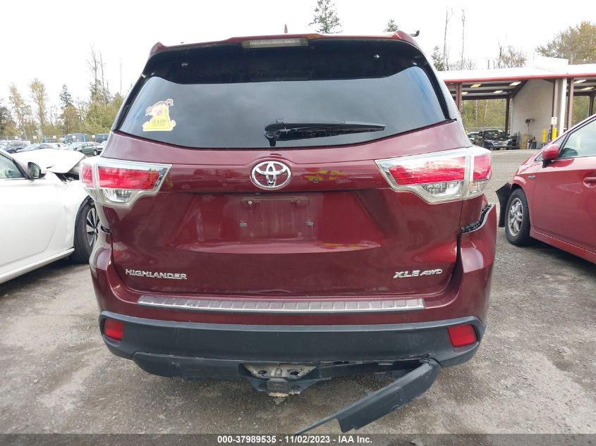 2016 Toyota Highlander Xle VIN: 5TDJKRFH8GS334428 Lot: 37989535