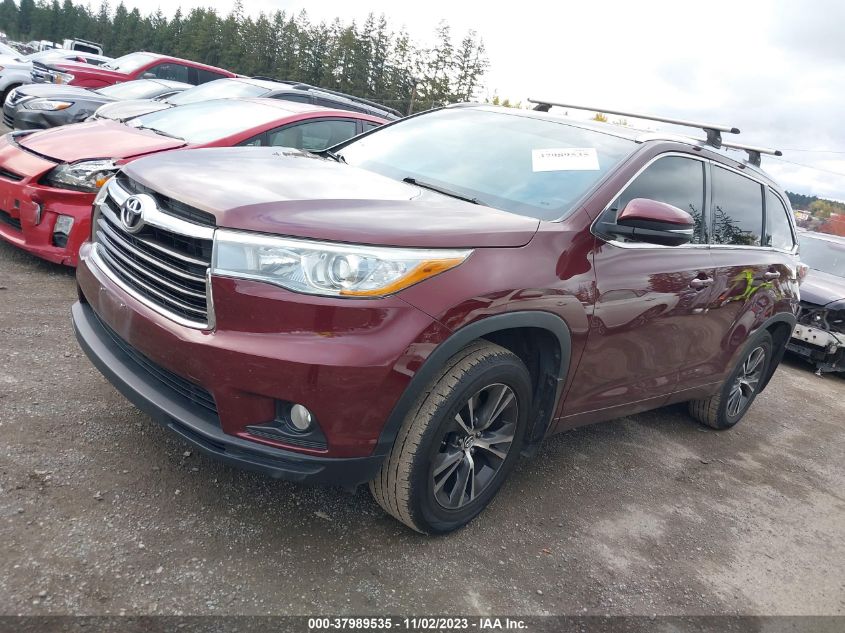 2016 Toyota Highlander Xle VIN: 5TDJKRFH8GS334428 Lot: 37989535